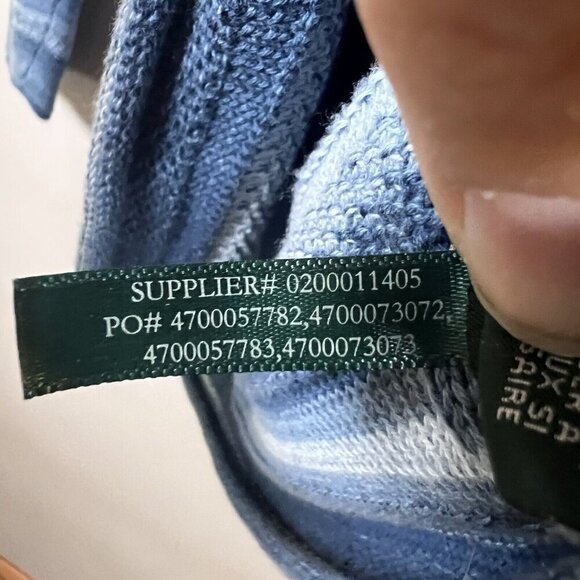 Ralph Lauren Blue Striped Tie V-Neck Pullover Sweater Long Sleeve Women's Size L - Picture 7 of 9